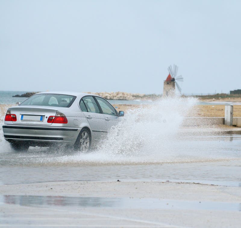 Puddle and car