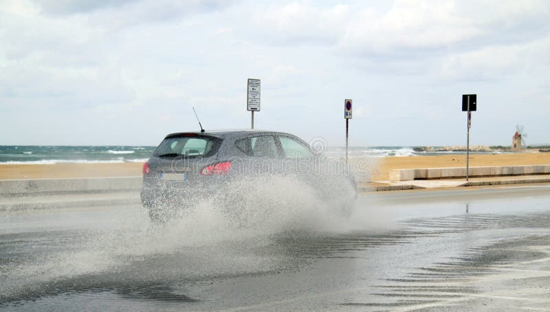 Puddle and car