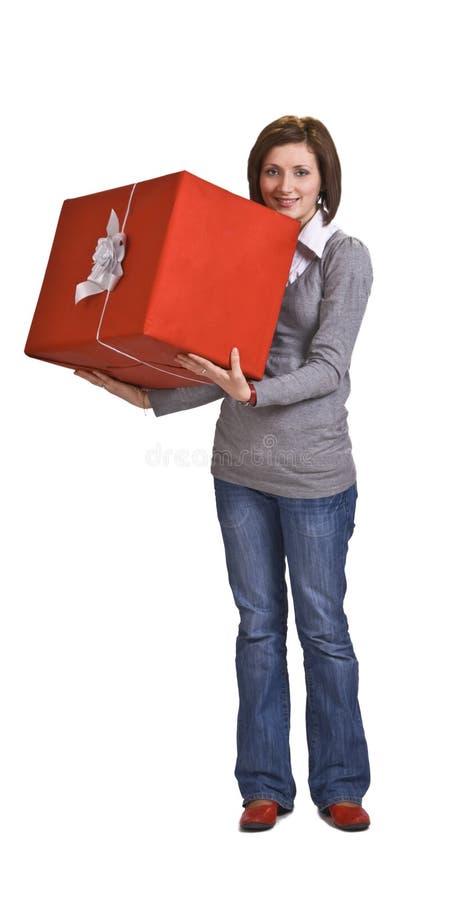 Pudełkowata prezenta czerwieni kobieta