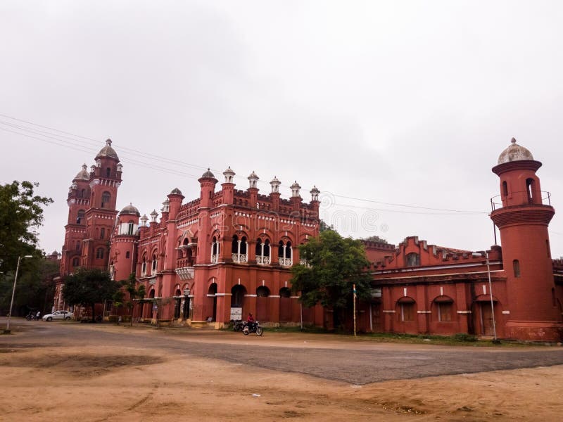 The red brick architecture of the colonial era District Court in the town of