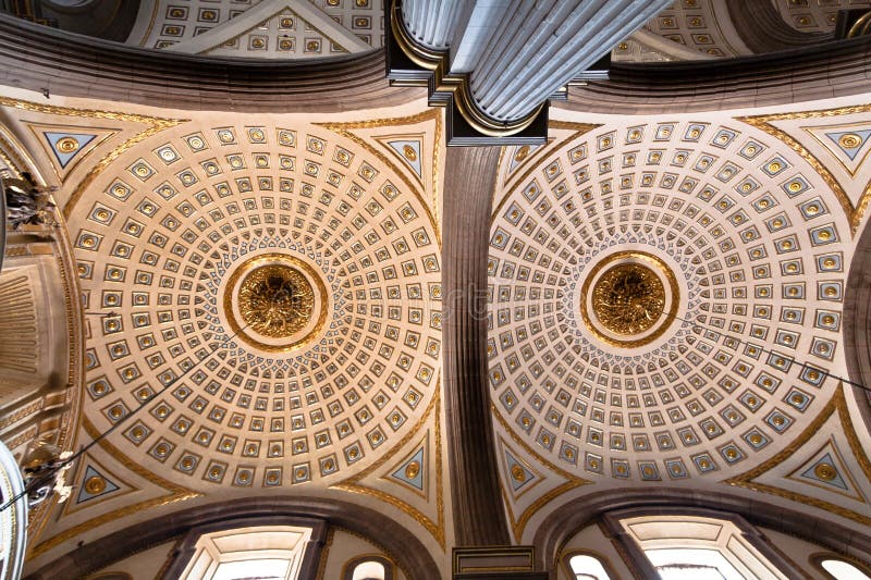 Puebla Cathedral Ceiling Mexico stock image