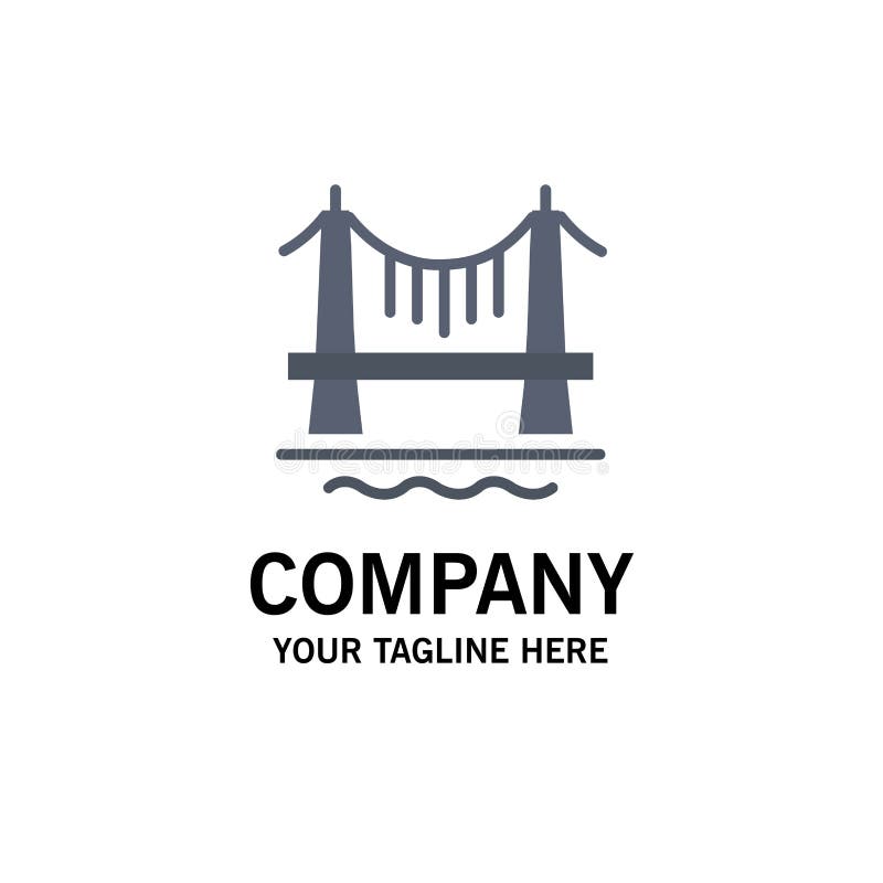 Puente, edificio, ciudad, negocio Logo Template del paisaje urbano color plano stock de ilustración Puente, edificio, ciudad, negocio Logo Template del paisaje urbano color plano stock de ilustración