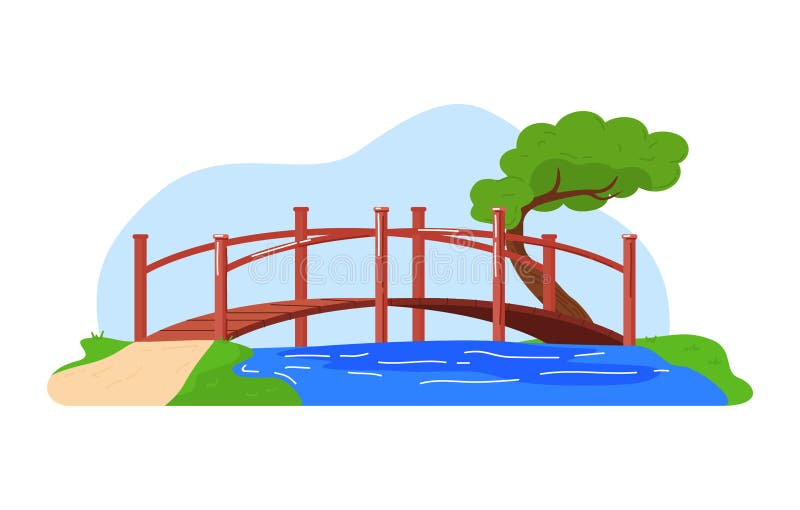 Puente En Las Montañas Moderno Peatonal Suspensión Puente Sobre Abismo  Dibujos Animados Estilo Vector Ilustración Aislado En Ilustración del  Vector - Ilustración de gente, acantilado: 216159531