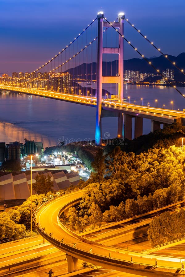 Puente Hong Kong Tsing ma imágenes de archivo libres de regalías