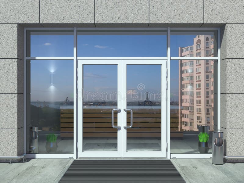 Puerta de entrada blanca moderna de la oficina libre illustration Puerta de entrada blanca moderna de la oficina libre illustration