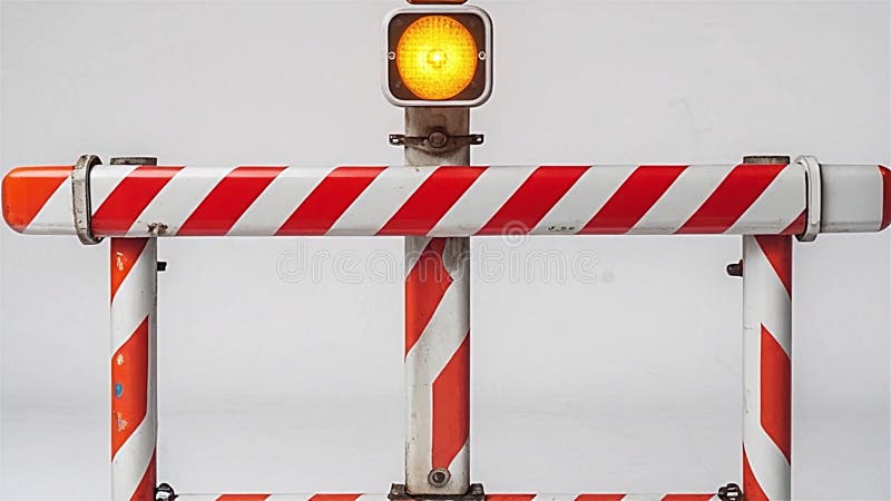 Puerta de la barrera cerrada por carretera con equipo de seguridad para la construcción de material de advertencia stock de ilustración