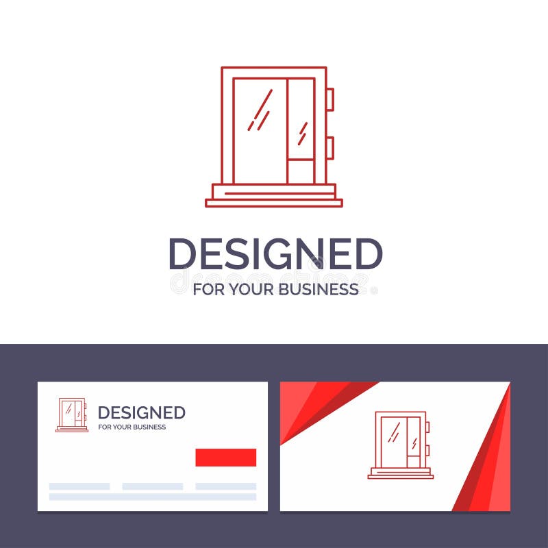 Puerta de visita de la plantilla creativa de la tarjeta y del logotipo, ventana, edificio, construcción, ejemplo del vector de la stock de ilustración Puerta de visita de la plantilla creativa de la tarjeta y del logotipo, ventana, edificio, construcción, ejemplo del vector de la stock de ilustración