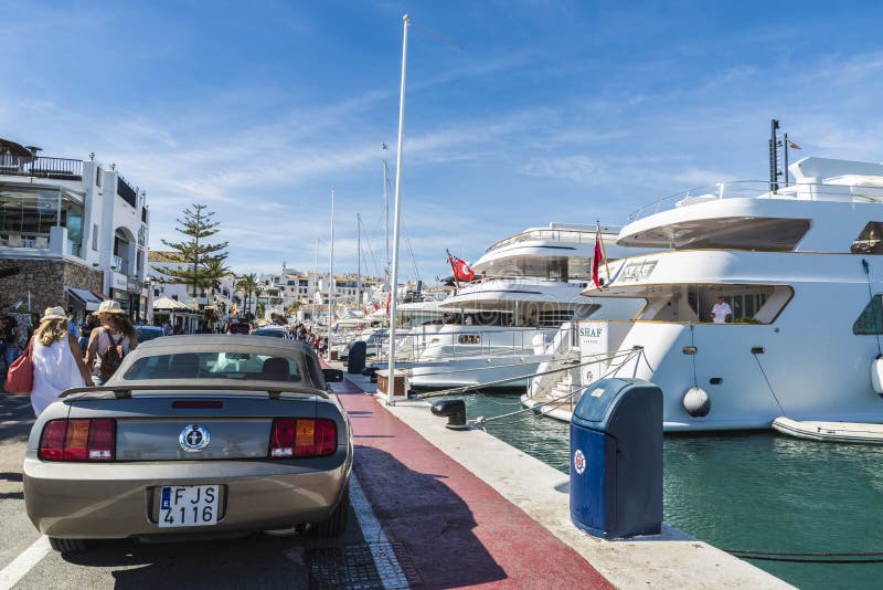 Luxury cars, Restaurants near harbour, Puerto Banus, Marbella, Andalusia,  Spain, Stock Photo, Picture And Rights Managed Image. Pic. LKF-292255