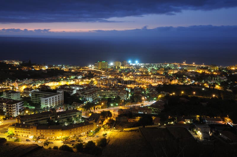 Puerto de la Cruz at night, Tenerife royalty free stock photo Puerto de la Cruz at night, Tenerife royalty free stock photo