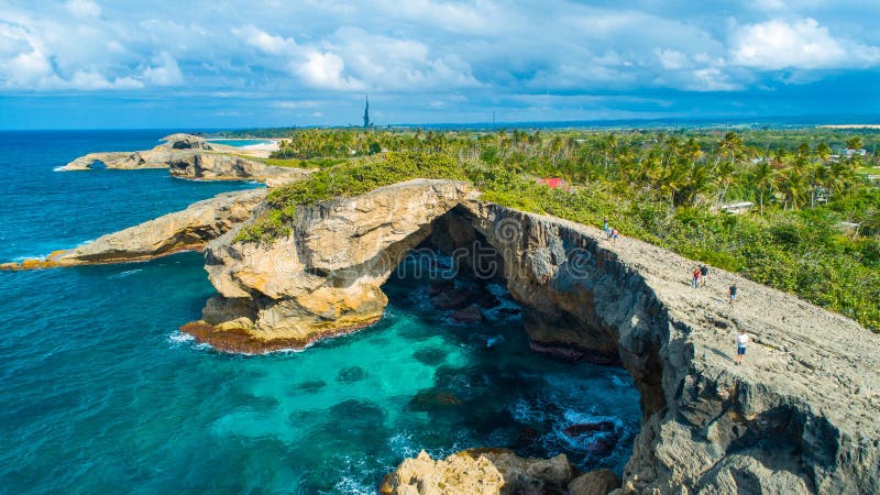 Aerial view of Puerto Rico. Faro Los Morrillos de Cabo Rojo. Playa Sucia beach and Salt lakes in Punta Jaguey.