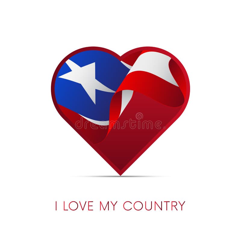 Download Puerto Rico Flag In Heart. I Love My Country. Sign. Vector ...