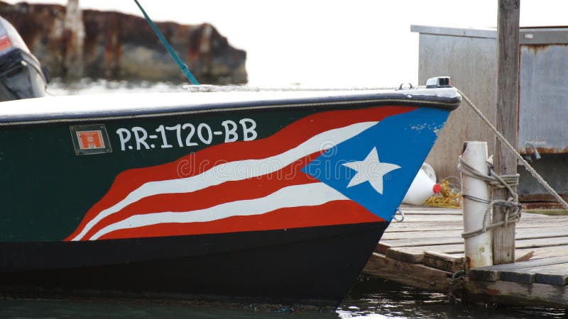 Puerto Rico Flag in a ship, in La Parguera royalty free stock image Puerto Rico Flag in a ship, in La Parguera royalty free stock image