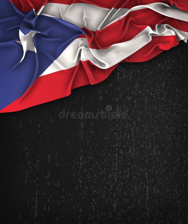 Puerto Rico Flag Vintage op een Zwart Bord van Grunge royalty-vrije stock afbeelding Puerto Rico Flag Vintage op een Zwart Bord van Grunge royalty-vrije stock afbeelding