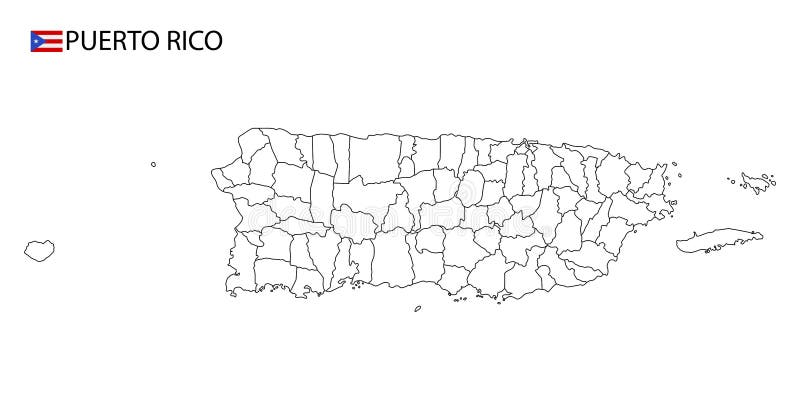 Puerto Rico Map Black And White Detailed Outline Regions Of The