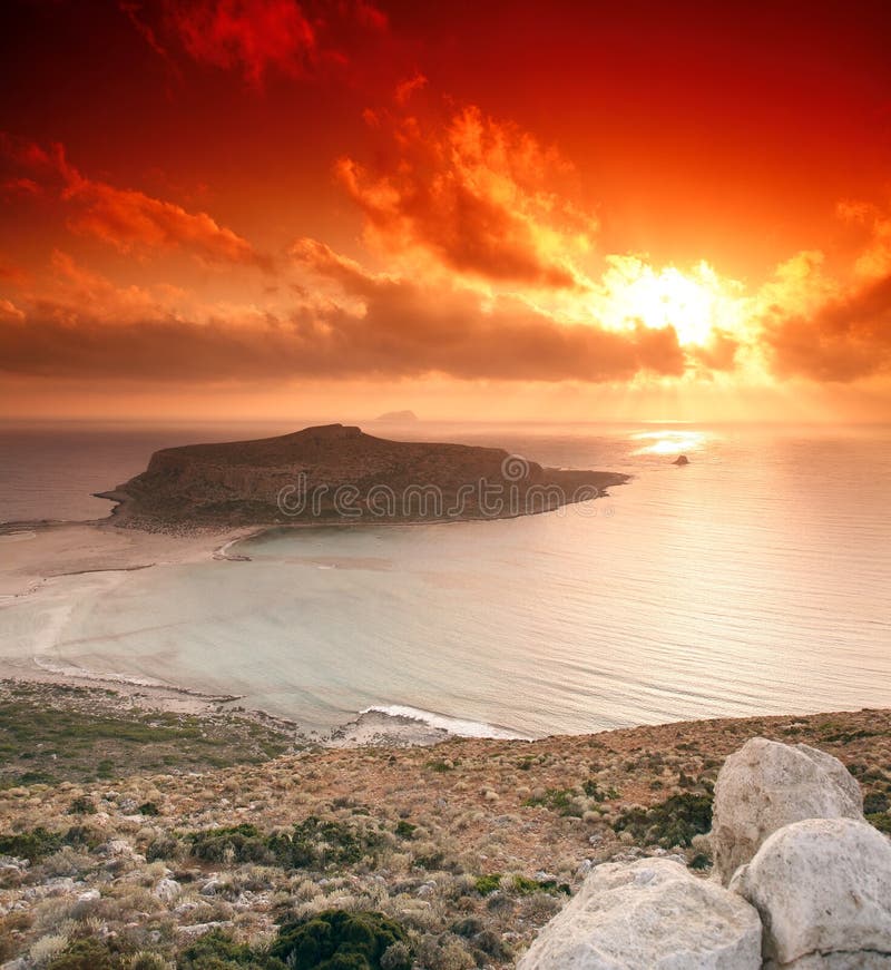 Puesta del sol de Gramvousa imágenes de archivo libres de regalías Puesta del sol de Gramvousa imágenes de archivo libres de regalías