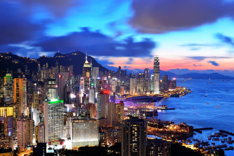 Puesta del sol de Hong-Kong