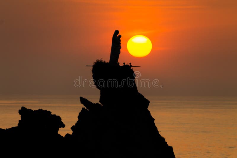 Puesta del sol en Biarritz imagenes de archivo Puesta del sol en Biarritz imagenes de archivo