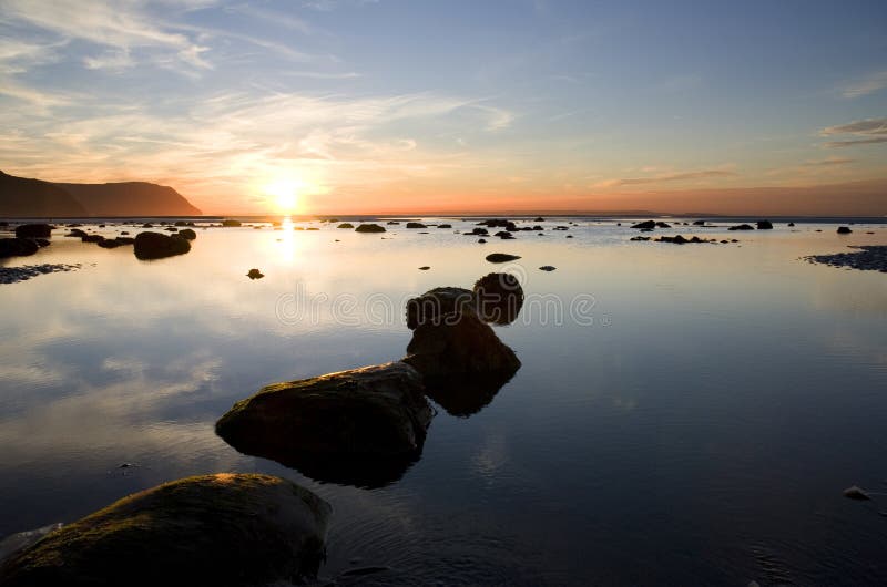 Puesta del sol en Llandudno. País de Gales fotografía de archivo Puesta del sol en Llandudno. País de Gales fotografía de archivo