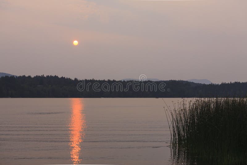 Puesta del sol a través del incendio forestal imagen de archivo Puesta del sol a través del incendio forestal imagen de archivo