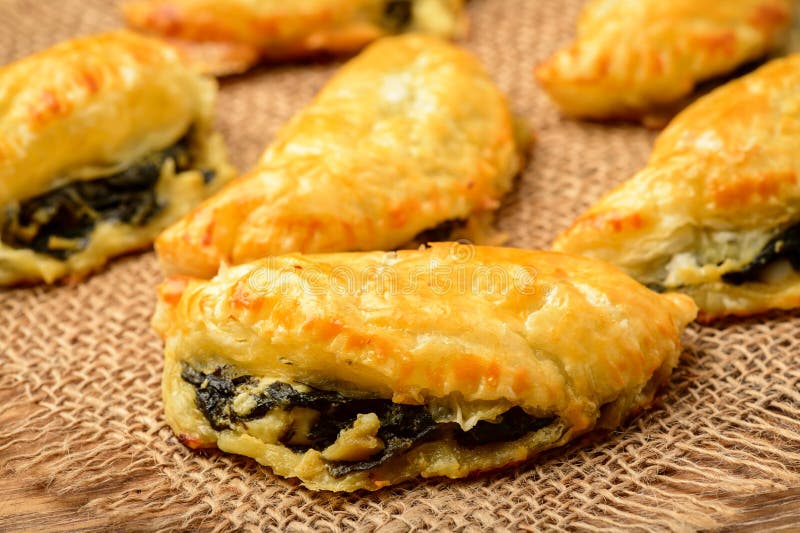 Puff Pastries with Spinach and Cheese. Stock Image Image of dish