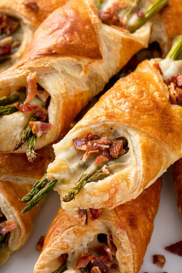 Puff Pastry Asparagus and Bacon Tarts for Breakfast Stock Image Image