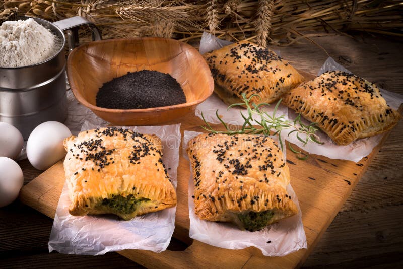 Puff pastry with spinach filling