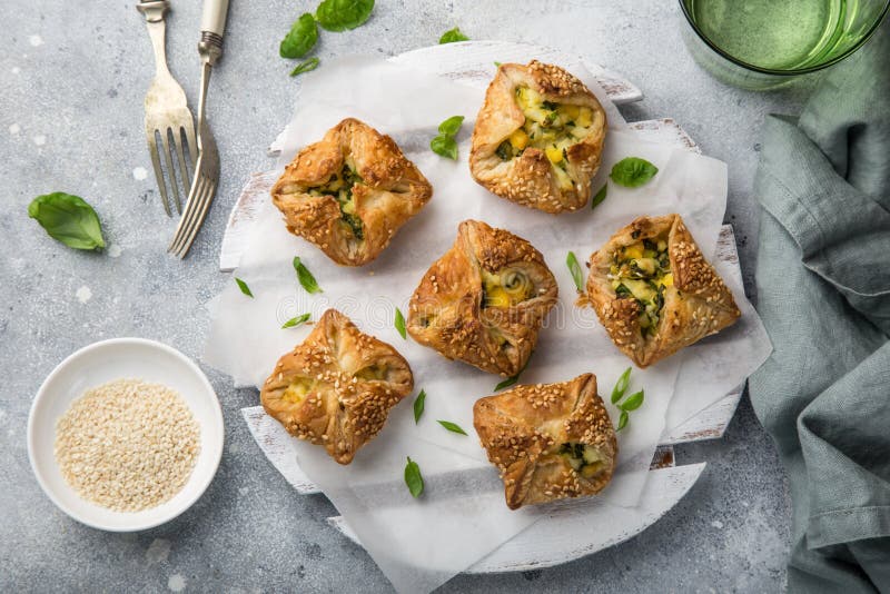 Puff Pastry Stuffed with Eggs and Spinach Stock Photo Image of lunch