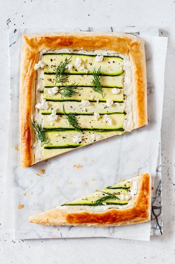 Puff Pastry Zucchini Tart stock photo. Image of board 147515594