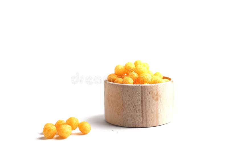 Puffed Ball Cheese Corn Chips In Gray Bowl And Sprinkled Isolated On White  Background Stock Photo - Download Image Now - iStock