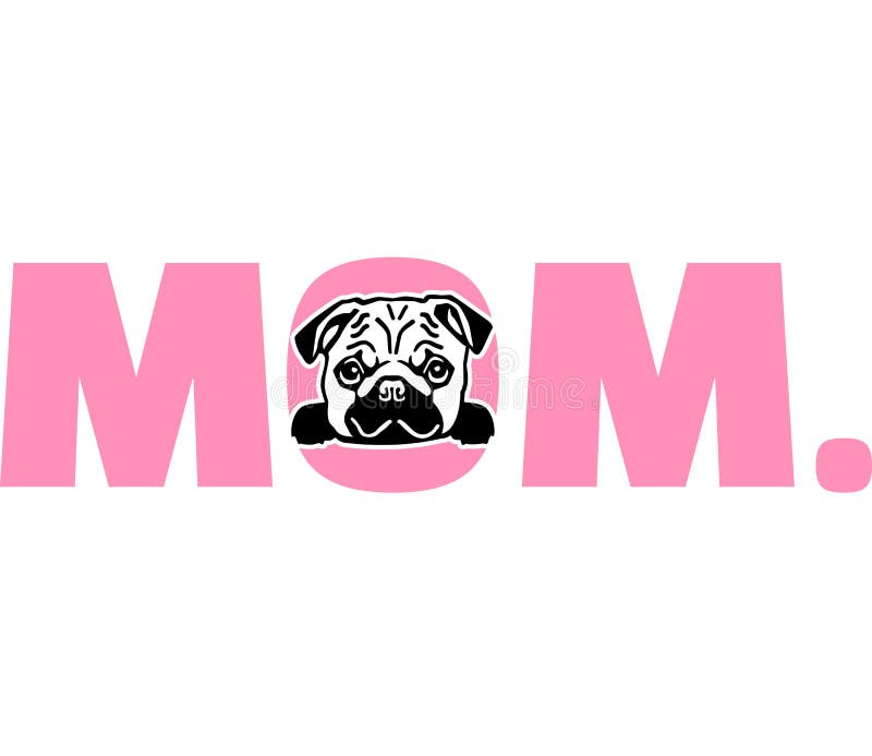 Download Pug mom in pink stock vector. Illustration of icon, animal - 135875458