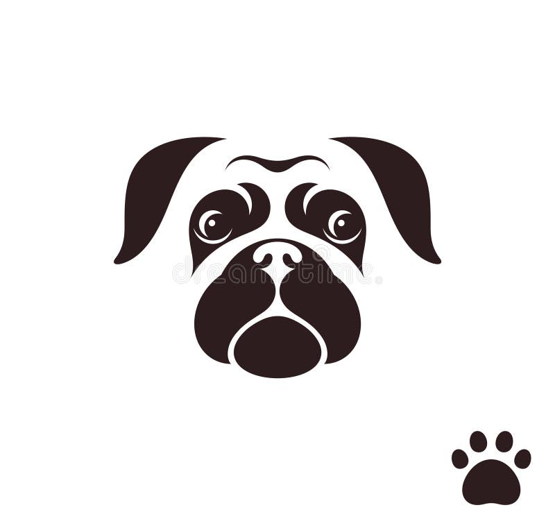 Download Pug Dog Funny Face With Paw Print Stock Vector Illustration Of Head Puppy 71746183