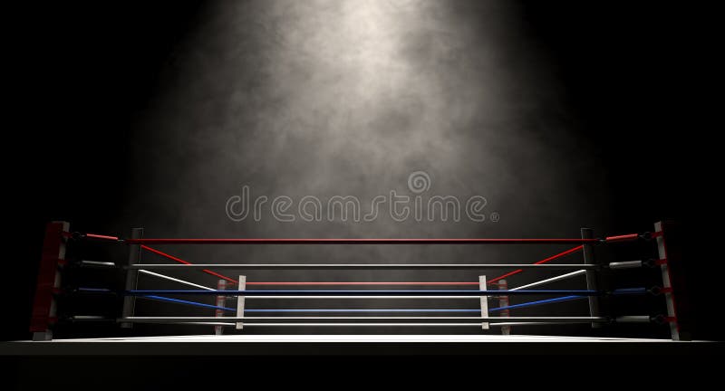 Pugilato Ring Spotlit Dark immagine stock Pugilato Ring Spotlit Dark immagine stock