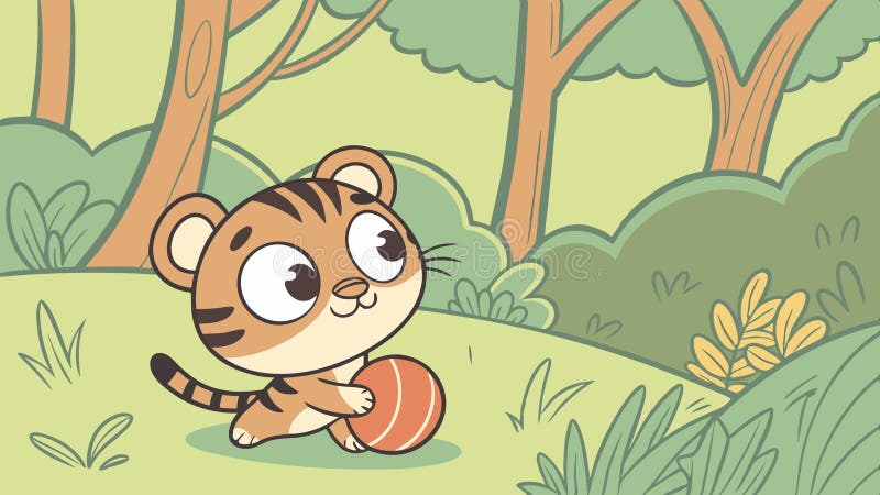 Pui de tigru în junglă, design drăguț al vectorului de design al animalului pentru copii, faină sălbatică, Generativ AI royalty free illustration