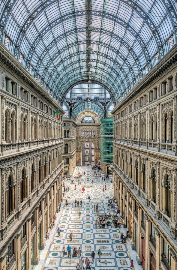 Central perspective view of monumental Galleria Umberto in Naples, Italy. Central perspective view of monumental Galleria Umberto in Naples, Italy