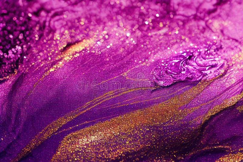 Pulbere de aur și ilustrare digitală cu pictură lichidă strălucitoare, abstractă. royalty free illustration
