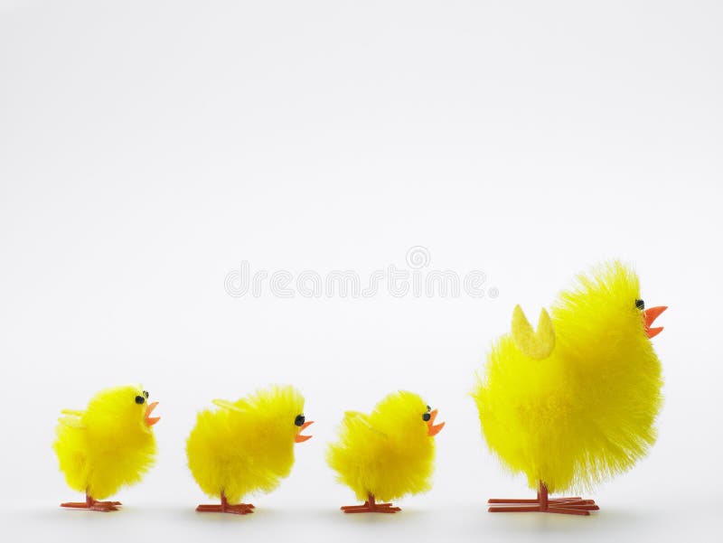 Pulcini e madre del giocattolo per le celebrazioni di Pasqua immagine stock libera da diritti Pulcini e madre del giocattolo per le celebrazioni di Pasqua immagine stock libera da diritti
