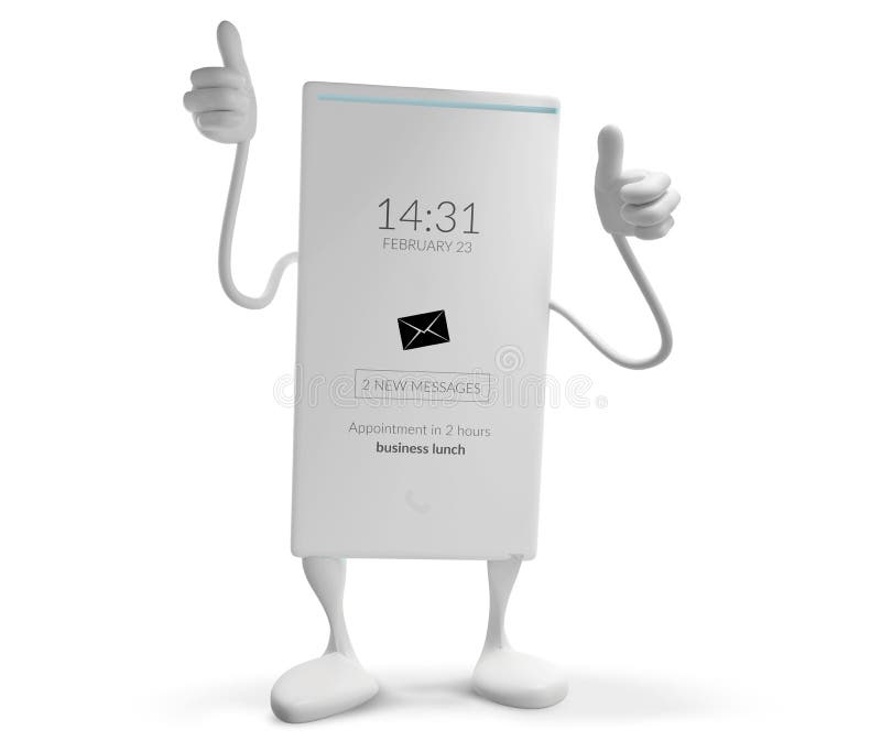 Pulgares del teléfono móvil encima de la figura 3d-illustration aislado mascota ilustración del vector Pulgares del teléfono móvil encima de la figura 3d-illustration aislado mascota ilustración del vector