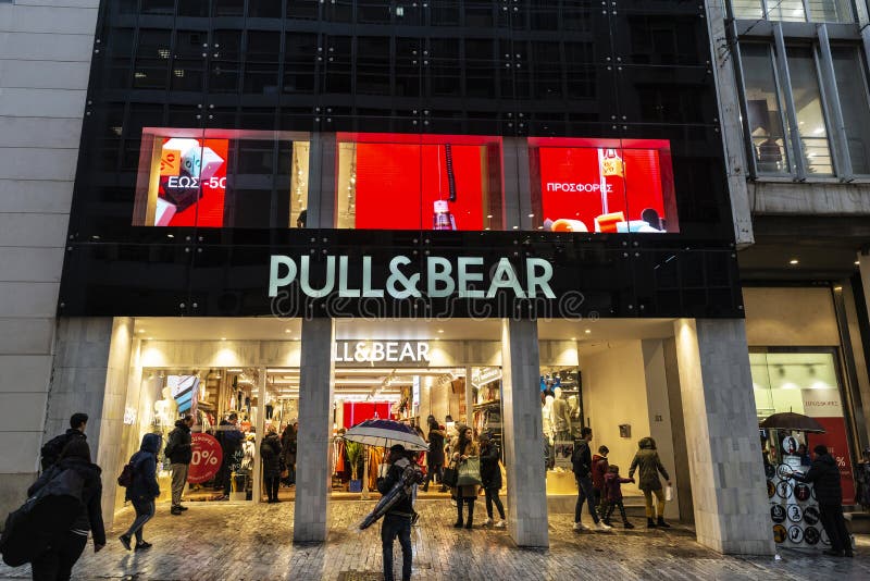 Pull & Bear Store at Night in Athens, Greece Editorial Photo - Image of ...