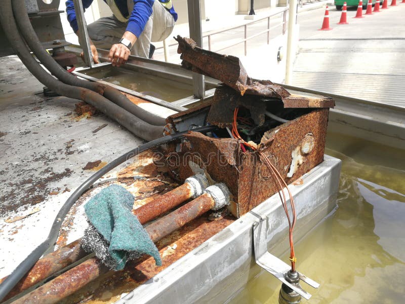 Pull Box or Junction Box and Conduit Rusty. Editorial Stock Photo