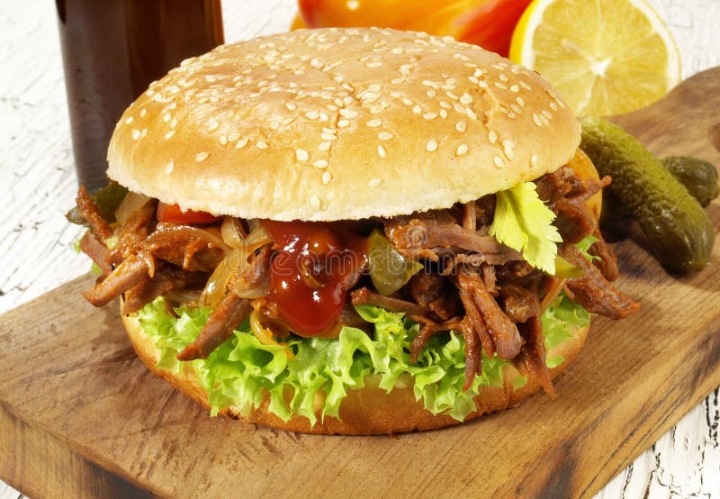 Pulled Beef Hamburger Fast Food Stock Photo Image of dinner