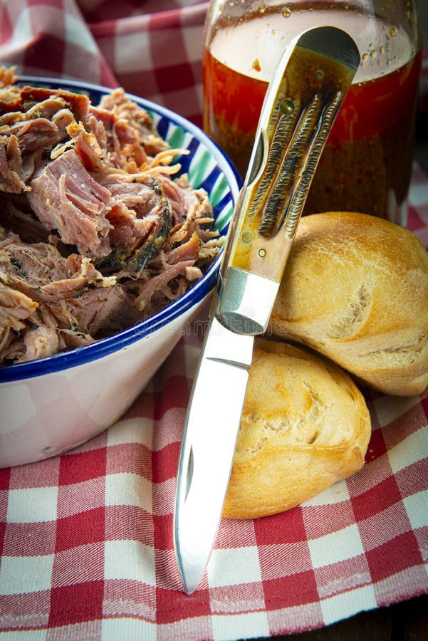 Pulled Pork with Vinegar Barbecue Sauce Stock Image Image of shredded