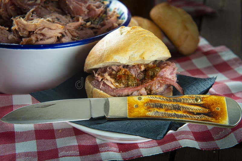 Pulled Pork with Vinegar Barbecue Sauce Stock Image Image of food