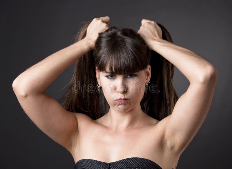 Pulling hair royalty free stock image