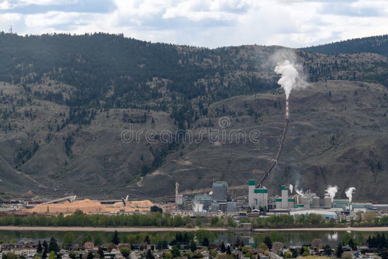 Pulp Mill in Mission Flats across the Thompson River in Kamloops, British Columbia, Canada