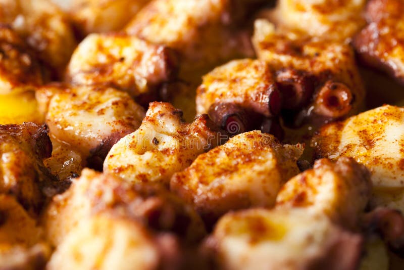 Pulpo a feira stock photos