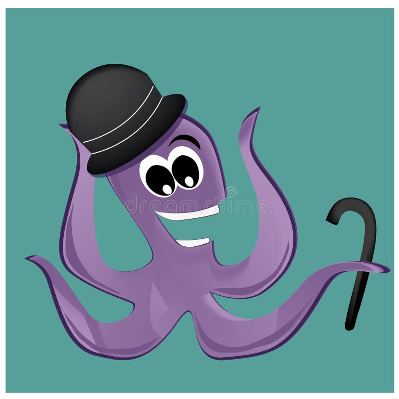 Pulpo Con El Sombrero Stock ilustración Ilustración de calamar, boca: 32870346