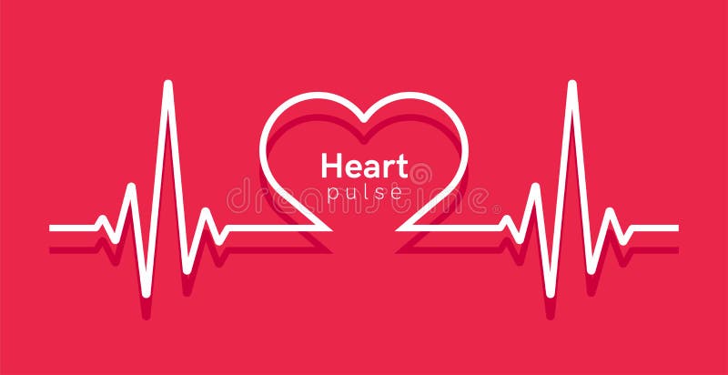 Puls serca. kardiogram linii pulsu. czerwone i białe kolory. piękna opieka zdrowotna. nowoczesny prosty projekt.