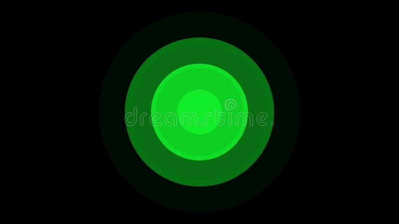 Pulsating concentric green circles. Modern luminous preloader. Abstract pulsating rings motion background. Colorful stock illustration