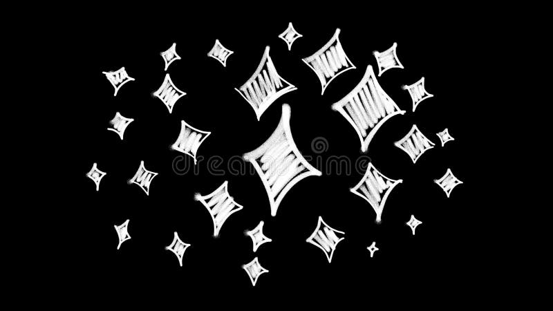 Pulsating doodstars sur un écran noir. animation des paillettes de brillance dessinées. illustration libre de droits