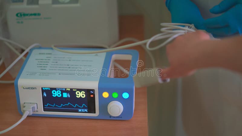 Pulse Oximeter, Lucon Mediana brand. Device measures the patient`s heart rate and oxygen saturation level in the patient
